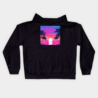 Pink sunset on the beach Kids Hoodie